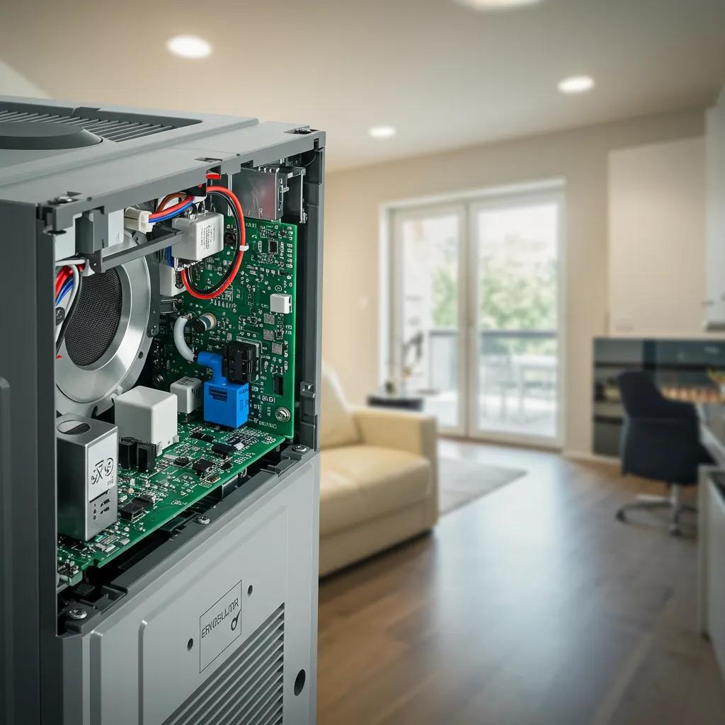 Close-up of an Energy Recovery Ventilator unit, highlighting its efficient design