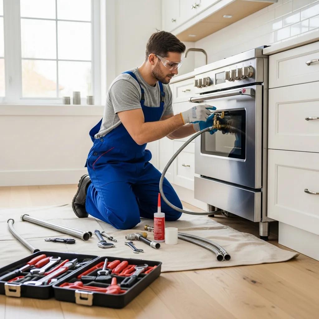 Professional Gas Line Installation for Appliances Professional gas line installation for kitchen appliances by a licensed technician
