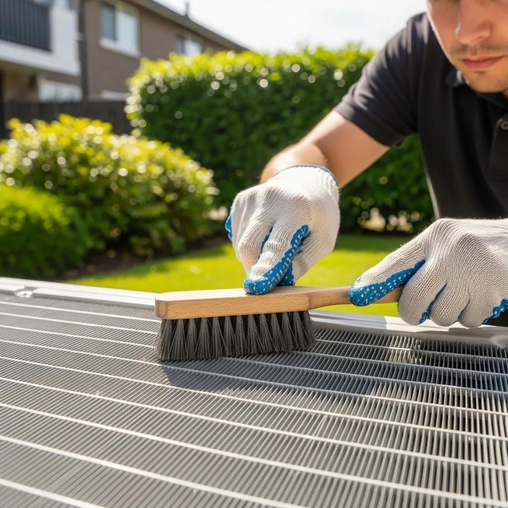 Prepare Your AC for Summer: Spring Tune-Up Checklist Person cleaning condenser coils of an air conditioning unit